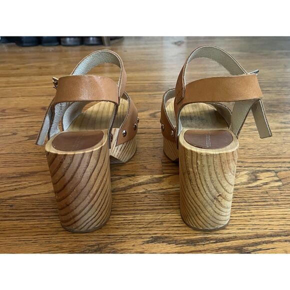 Intentionally Blank Tan Strappy Heel Clog Sandals Shoes Women's Size 7 - Picture 6 of 13